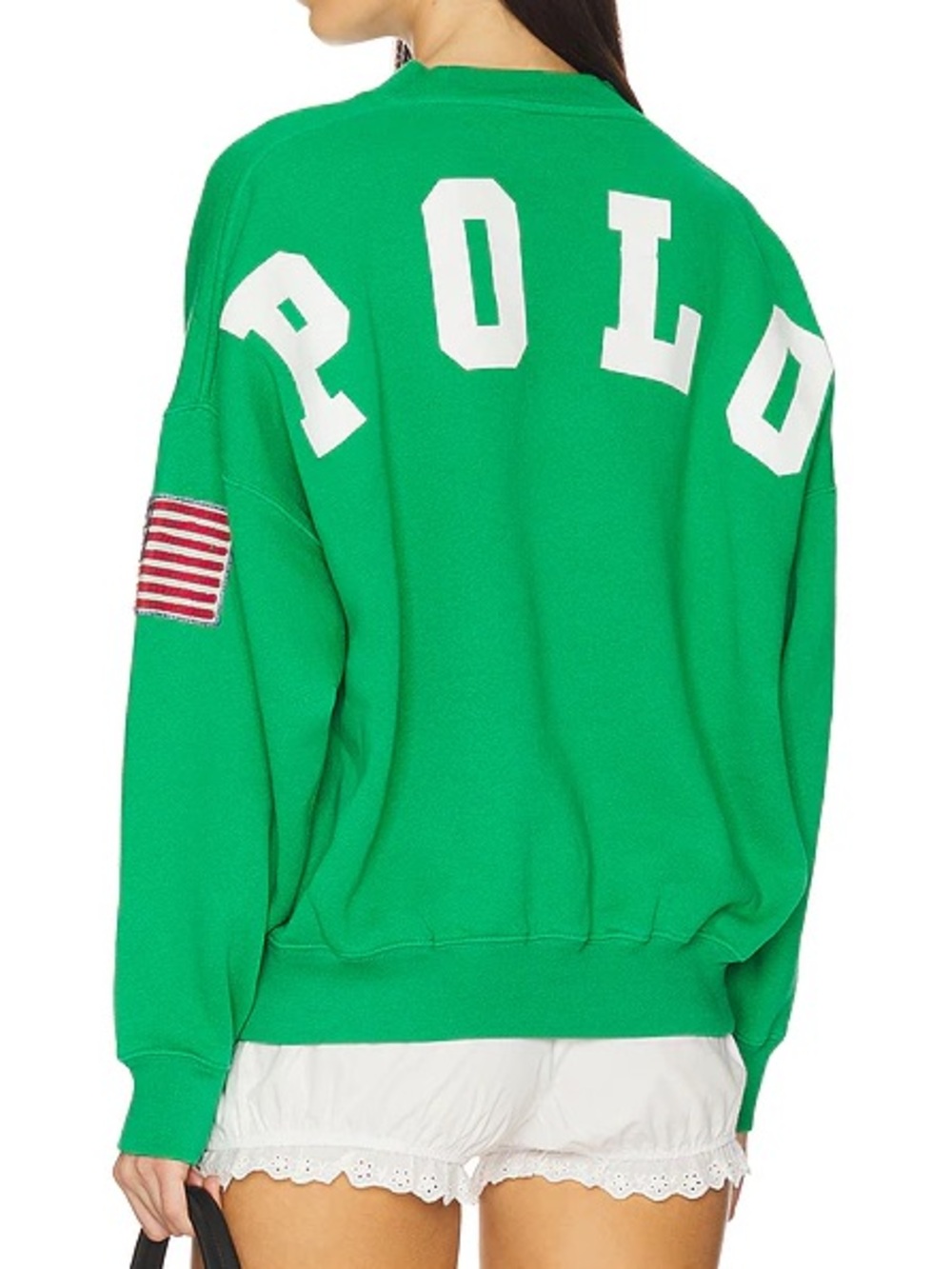 Ralph Lauren Polo Oversized Logo Fleece Crewneck in Bright Clover Green